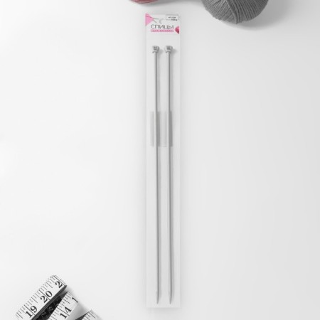 Knitting knitting needles, straight, with Teflon coating, D = 5 mm, 35 cm, 2 pcs-4