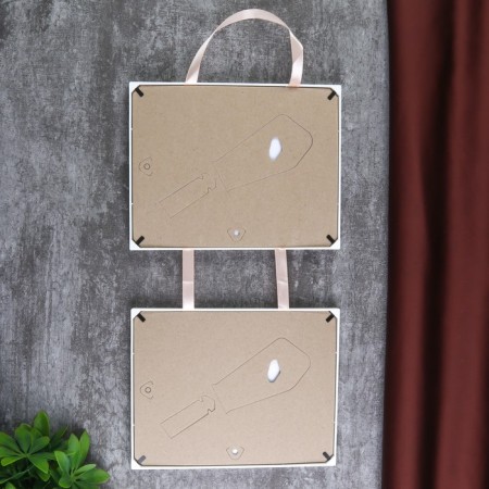 Double photo frame on braid L-2 15x21 cm white (plastic screen)-3