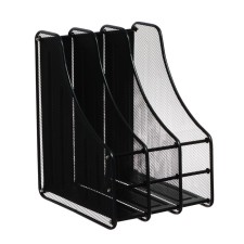 Vertical tray for papers, 3 compartments, metal mesh, black