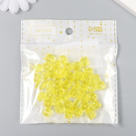 Plastic beads "Crystal polyhedron. Lemon" transparent set 20 g 1x1x1 cm-2