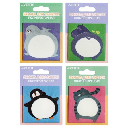 Block with a sticky edge of 74 x 74 mm, Devente Funny Animals, 30 sheets, 4 colors, mix