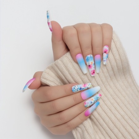 Pauls “gradient”, 12 pcs, with adhesive plates, ballerina shape, blue/pink/white color-9
