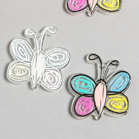Decor for the work of acrylic "Children's drawing. Transparent butterfly" 3.4x3.2 cm