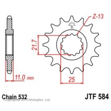 Front star, presenter, JTF584 for a motorcycle, steel, chain 532, 17 teeth