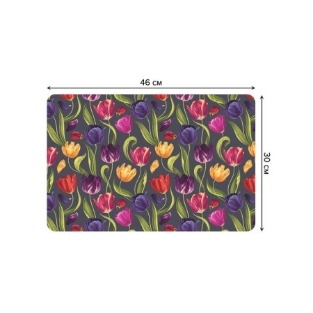 Set of napkins for setting the table "Multi -colored tulips", rectangular, rounded edges, size 30x46 cm, 4 pcs-2