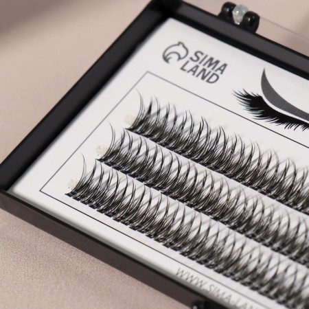 A set of overhead eyelashes "Lastochkin tail", bundles, 10 mm, thickness 0.1 mm, bend C, 12 D-3