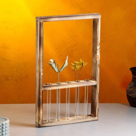 Kashpo wooden 28 × 4.5 × 40 cm with 5 flasks "Extra frame", firing we give beautifully