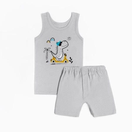 A set for a boy (T -shirt, panties), gray/dino color, height 92 cm