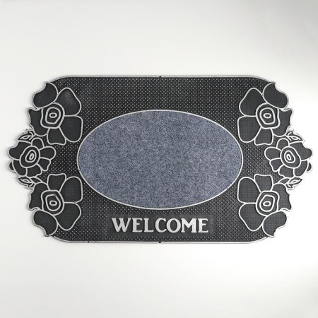 Коврик придверный Доляна «Welcome цветы», 40×70 см, цвет МИКС-2