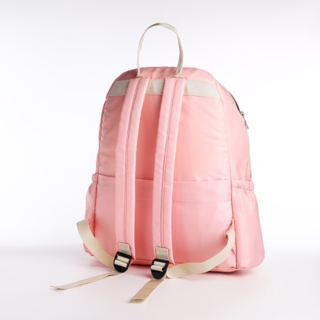 A backpack with a zipper, the color is pink-1