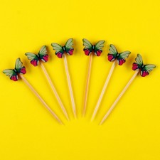 Butterfly skewers, set 6 pcs, color mix