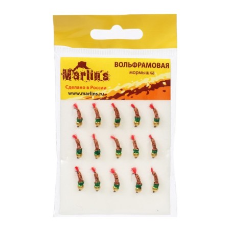Mormyshka tungsten Marlin’s forest, 3.5 mm, 0.45 g, red 14, color gold, 15 pcs-1