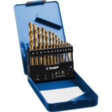 Set of drill on metal bison, P6M5, cylinder. Saar, 1.5-6.5 mm, 13 pcs, titanium coating 96002