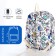 School backpack of textiles with a zipper, 3 pockets, white/multi -colored color
