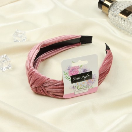 Hair cap "Audrey" velvet, 2.5 cm, pink-1