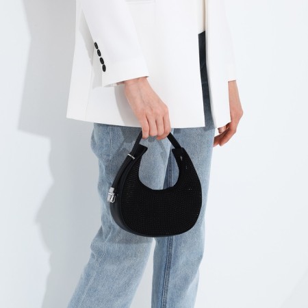 Bag-baget with zipper, black/black rhinestones-6