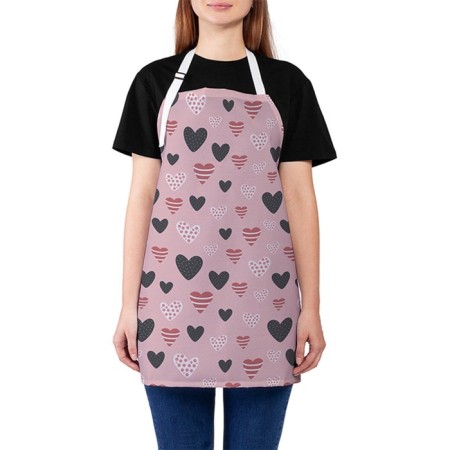 Apron kitchen with a photo print “Assorted hearts”, adjustable, size OS