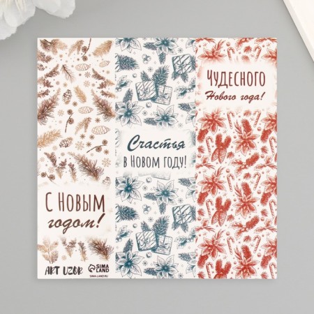 Sticker Paper "Fir branches and cones" 3x9 cm sheet 10x10 cm-3
