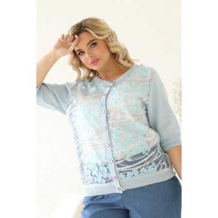 Cardigan female, size 54, blue color-4