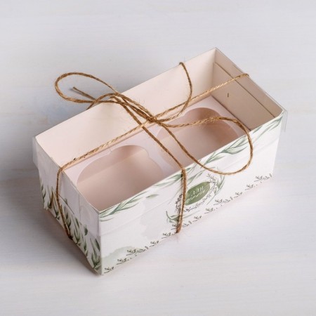 Capcake box, confectionery packaging, 2 cells "for you", 16 x 8 x 7.5 cm-2