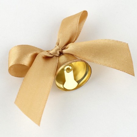 A bell on a pin with a bow for graduation, gold, d = 2.6 cm-2