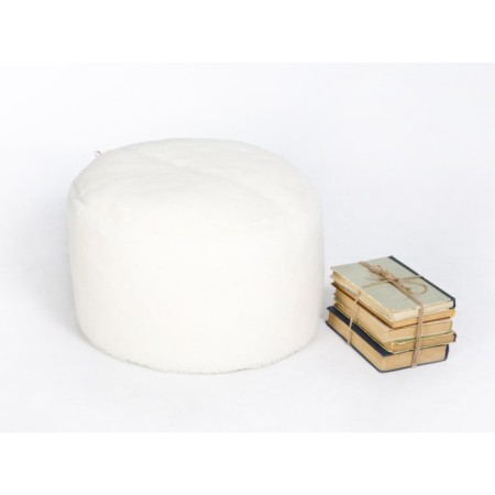 Ottoman "software", diameter 46 cm, white, fur-1