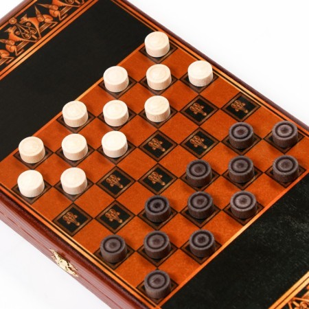 Sherkhan backgammon, wooden board 40 x 40 cm, with a field for playing checkers-2
