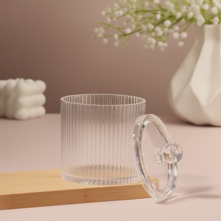 Organizer for cotton sticks, with a lid, d = 9.5 × 12 cm, transparent-3
