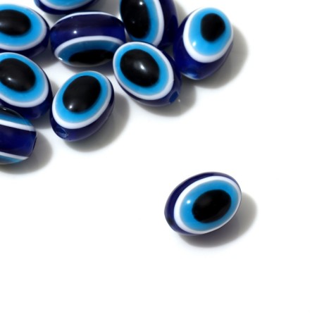 Bead "Eye" oval, 1.2 × 0.9 × 0.9, (set 10 pcs.), Blue color-1