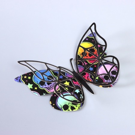 Stick paper, plastic "butterflies on Halloween" Black set 12 pcs-1