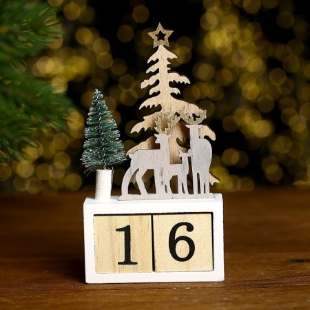 Eternal calendar "Fir trees and deer" 7 × 3.5 × 13 cm