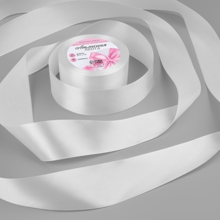 Satin tape, 40 mm × 23 ± 1 m, white color No. 01