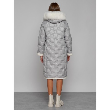 Coat insulated winter female, size 54, color light gray-3