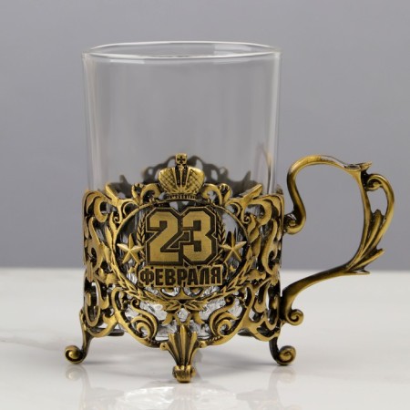 A cup holder with a glass “February 23”, 12.5 x 12.5 x 13 cm-2