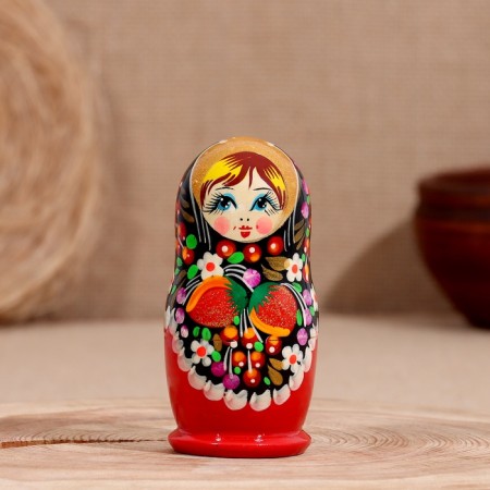 Matryoshka "Khokhloma", Black Head, 5-doll, 11-12 cm-2