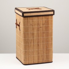 Storage basket, square, with handles, folding, 30 × 30 × 50 cm, bamboo