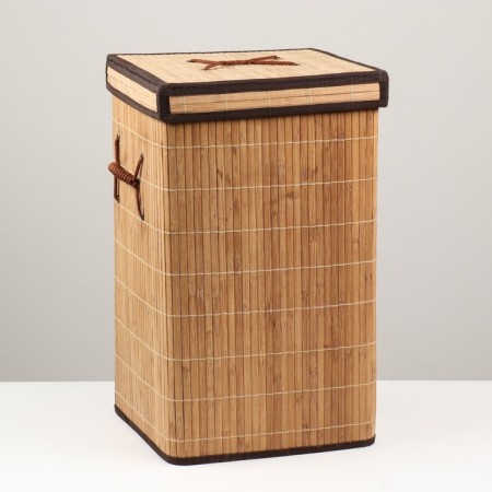 Storage basket, square, with handles, folding, 30 × 30 × 50 cm, bamboo