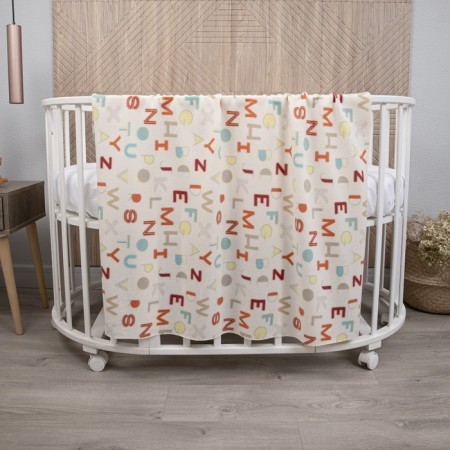 Fleet blanket "Letters", size 100x140 cm, milk color