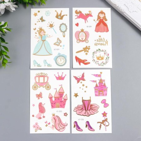 Tattoo on the body color "princesses and locks" with gold mix 12x7.5 cm