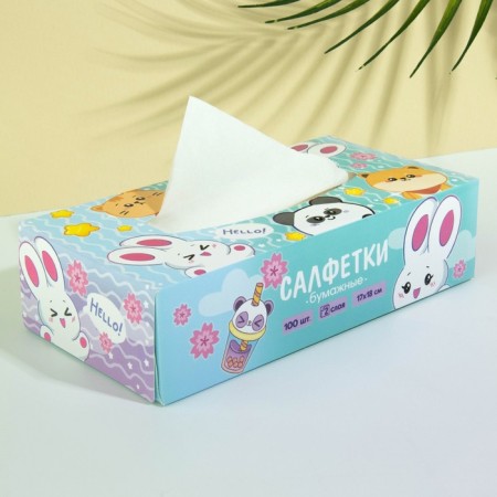 Paper napkins in the box "Milashki", 100 pcs, two -layer