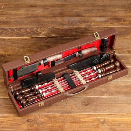 Set with skewers "Mountain Spirit" Case, Sharpura, two knives-14