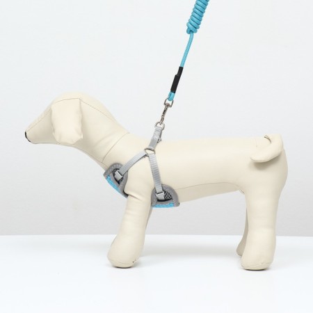 AMUNICE kit with a soft breathing harness and a round leash 120 x 1 cm, blue-5