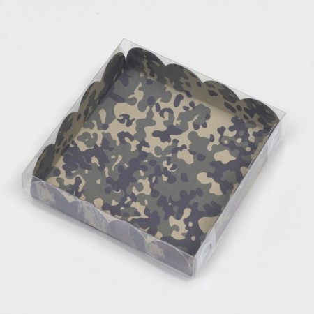 Box for cookies, "green camouflage", 12 x 12 x 3 cm