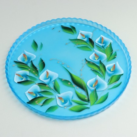 Set for juice with tray "Calla" art painting, 6 glasses 1250/200 ml, blue-7