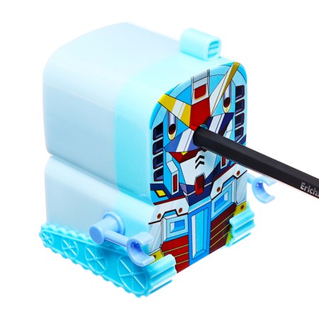 Mechanical sharpener with container, blue robot-7