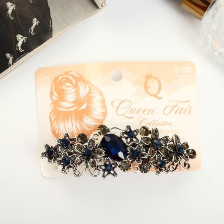 Hair hairpin "Blue fog" flowers, 9 cm-2