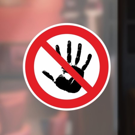 Circle sticker "Do not touch with your hands", 200 × 200, the color is red-white-1