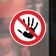 Circle sticker "Do not touch with your hands", 200 × 200, the color is red-white
