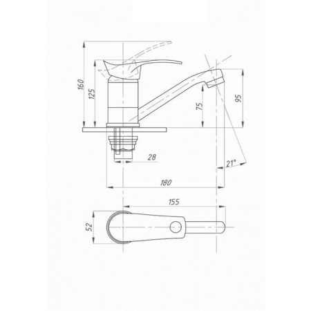 FAUZT FZS-802-115 kitchen mixer, single-leaf, short spout 145 mm, chrome-3