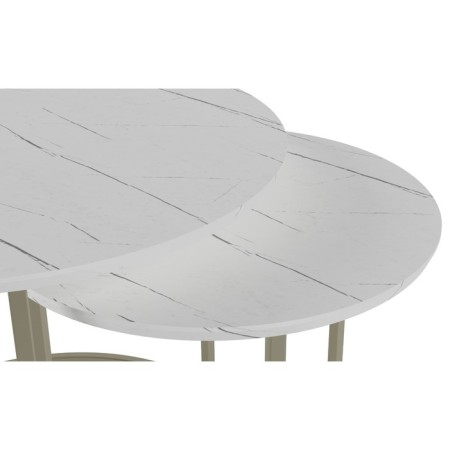 A set of two coffee tables "Leslie", 810 × 610 × 500 mm, white marble / titanium color-2